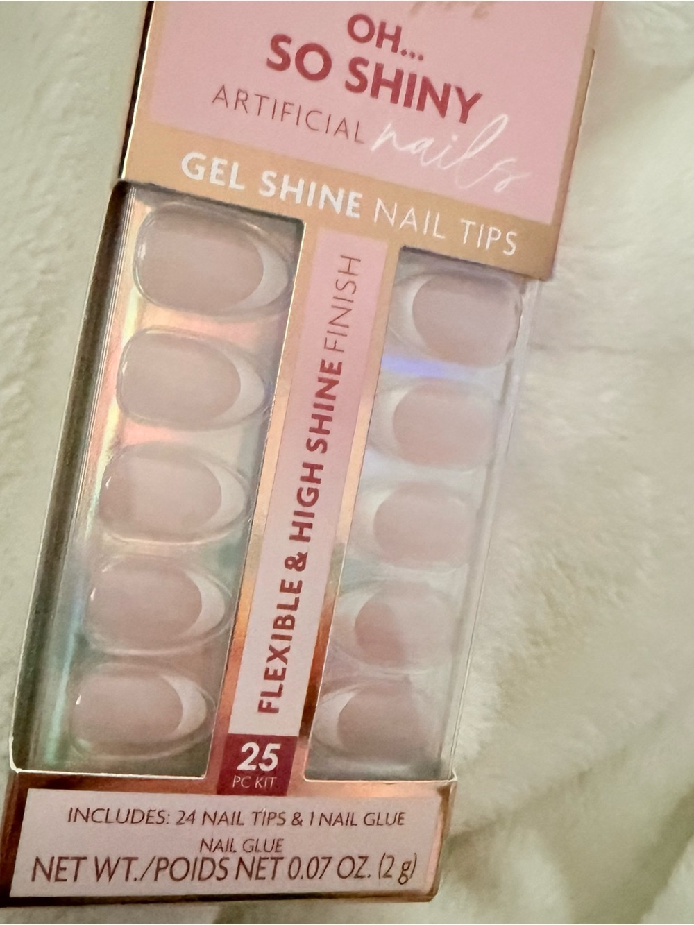 New LA Girl Oh So Shiny Gel Press-On Nails - Modern French Tips Short Almond